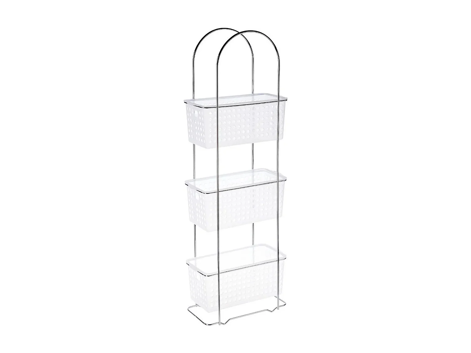 3-stufiges Metall-Aufbewahrungsregal mit integrierten Körben 84cm Silber