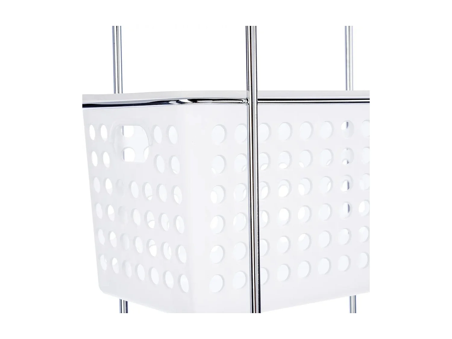 3-stufiges Metall-Aufbewahrungsregal mit integrierten Körben 84cm Silber