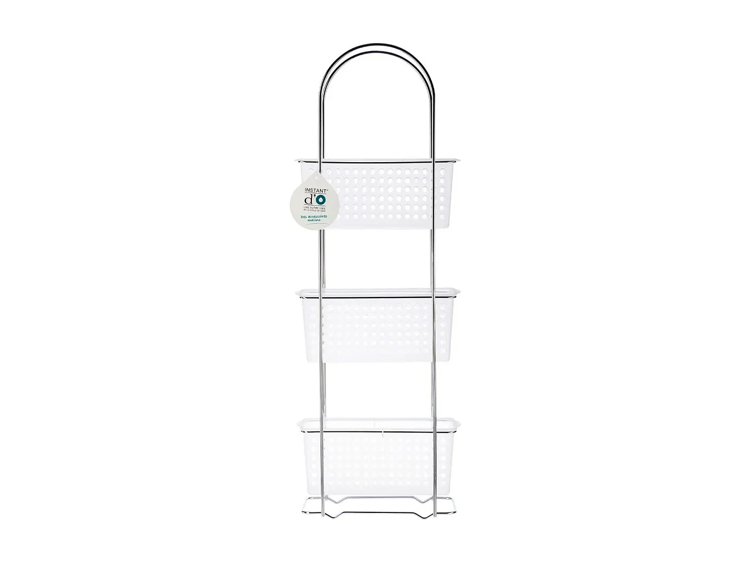 3-stufiges Metall-Aufbewahrungsregal mit integrierten Körben 84cm Silber