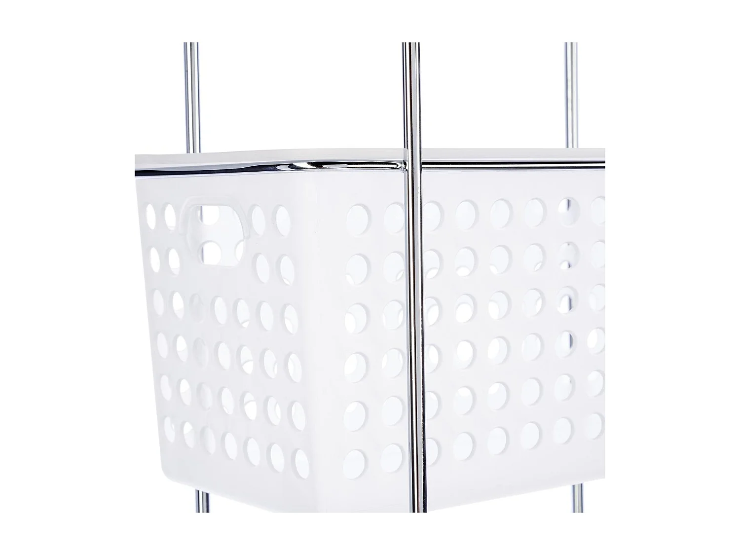 3-stufiges Metall-Aufbewahrungsregal mit integrierten Körben 84cm Silber