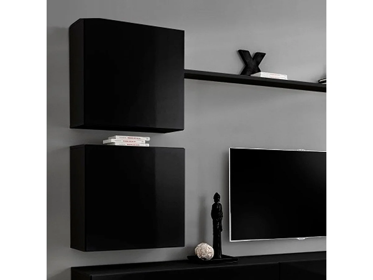 Meuble TV Mural Design "Switch VIII" 280cm Noir