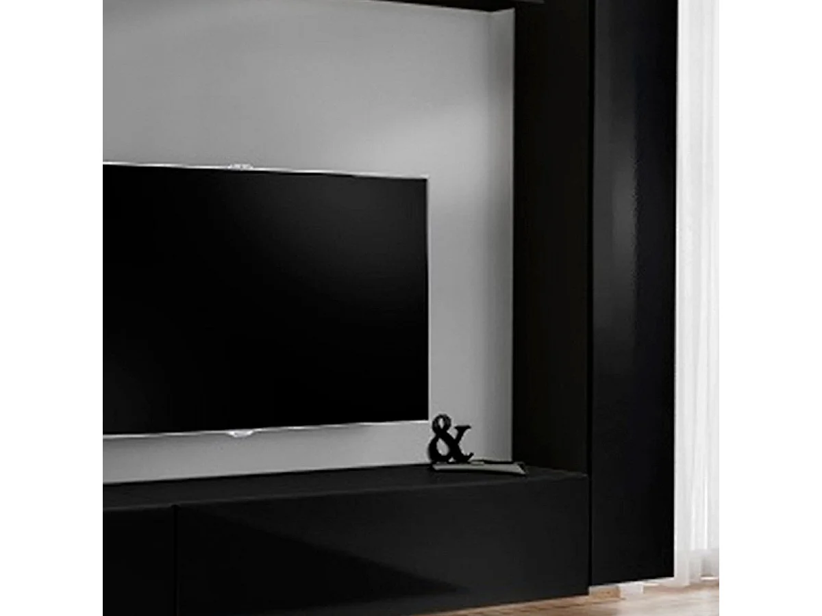 Meuble TV Mural Design "Switch VIII" 280cm Noir