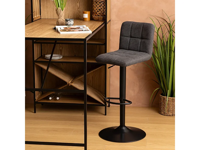 Lot de 2 Chaises de Bar Ajustable "Delek" 104cm Gris