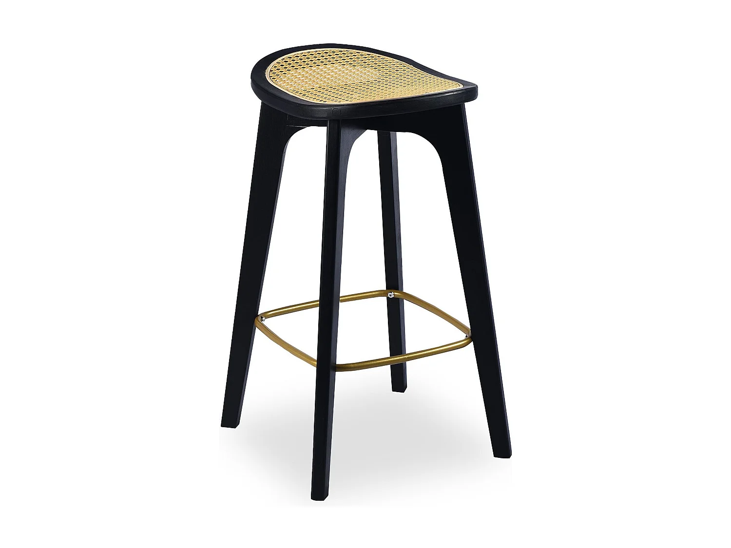 Tabouret de bar Yokori en cannage et Bambou Noir