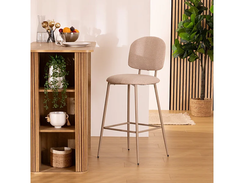 Lot de 4 Chaises de Bar "Kamili" 108cm Beige