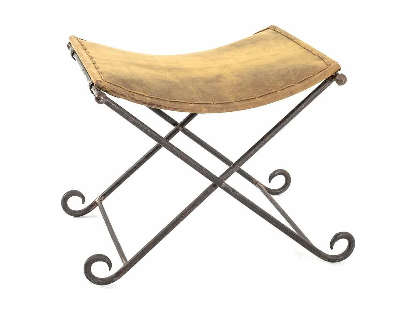 Tabouret Pliable en Cuir "Rodéo" 58cm Marron