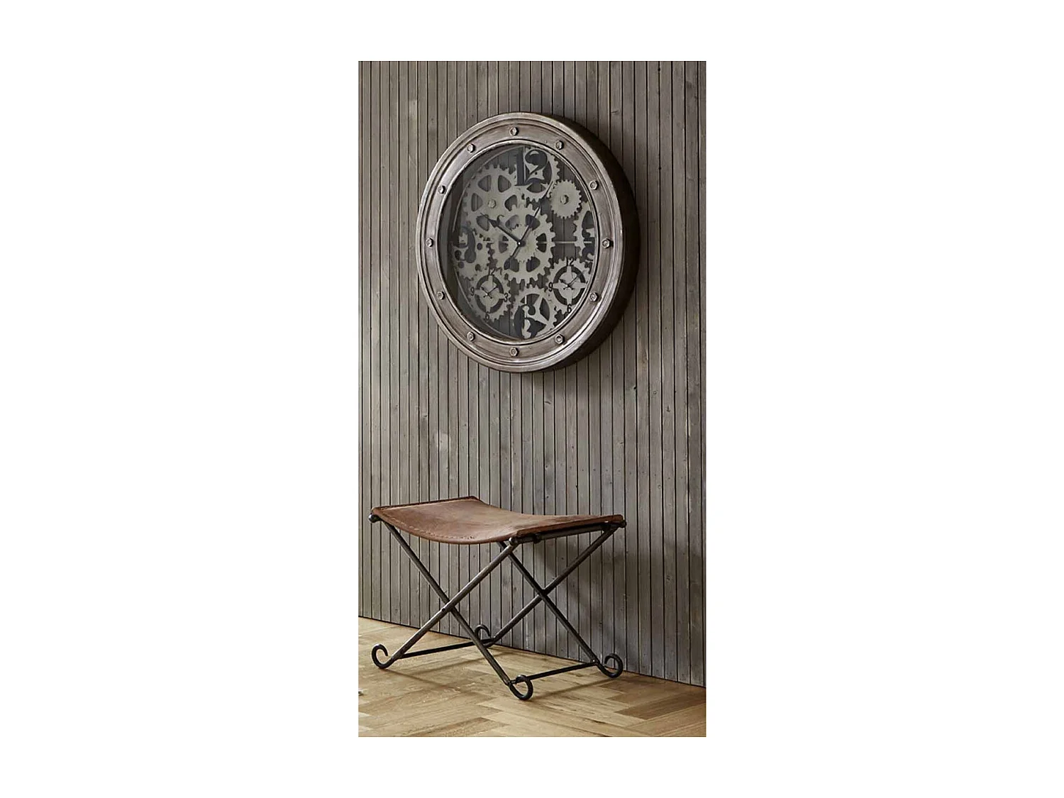 Tabouret Pliable en Cuir "Rodéo" 58cm Marron