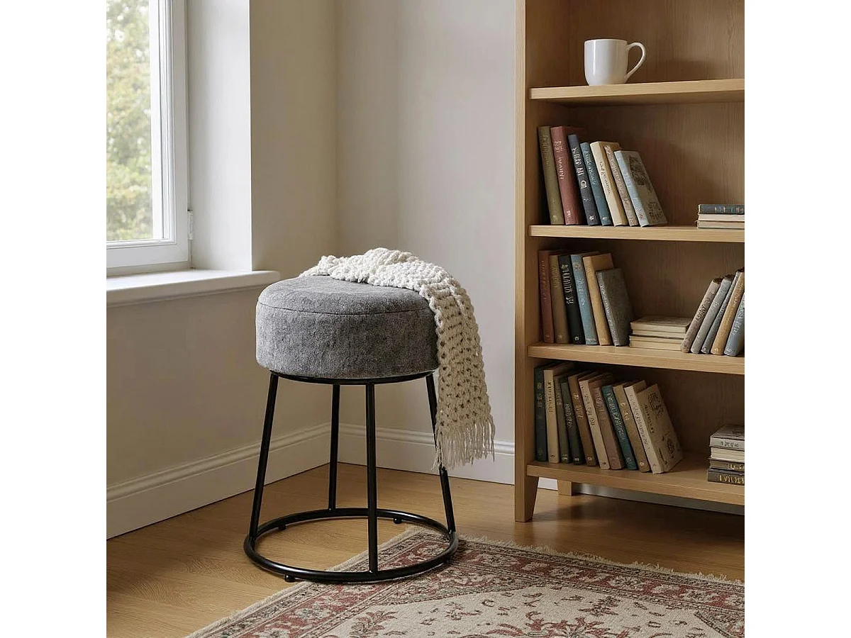 Tabouret Design Rond "Maeva" 46cm Gris