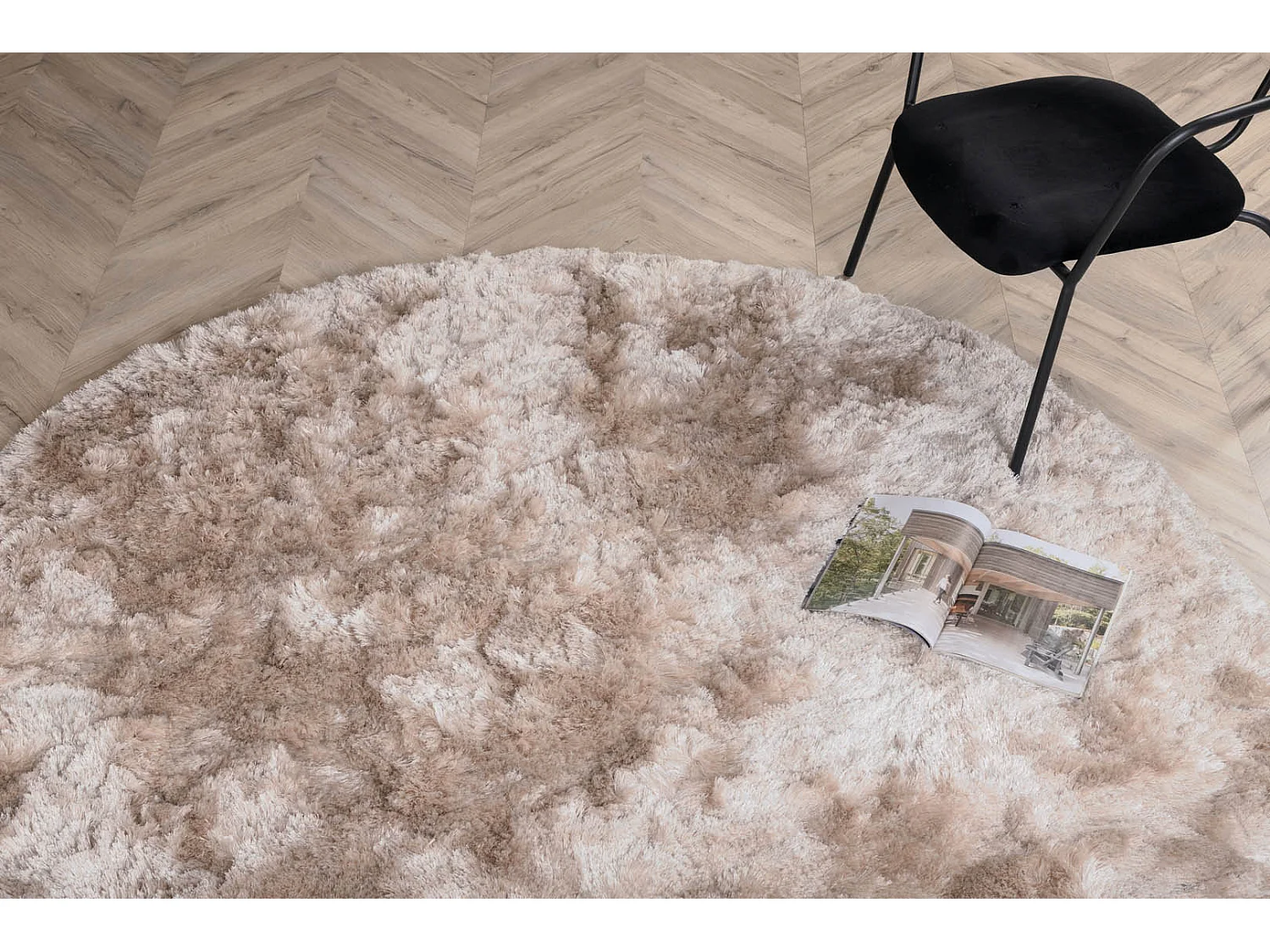Shiva tapis Ø200 cm polyester champagne.
