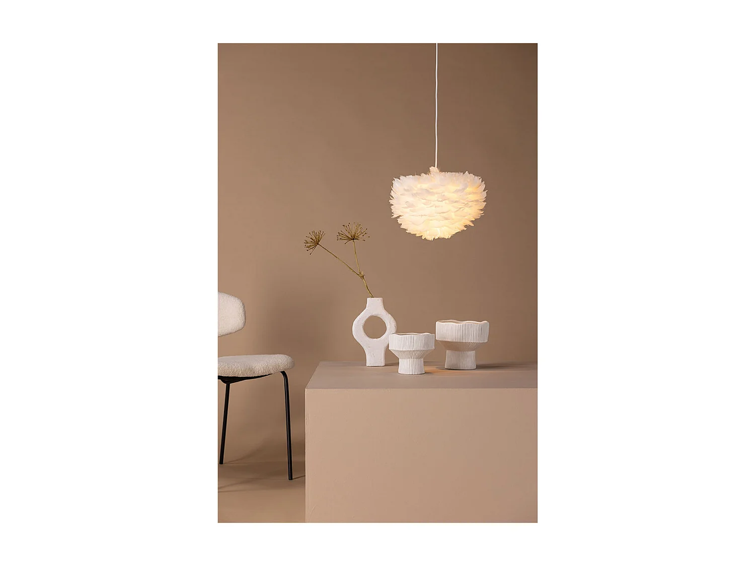 Nicola éclairage lampe pendentif 35x35x20cm blanc.