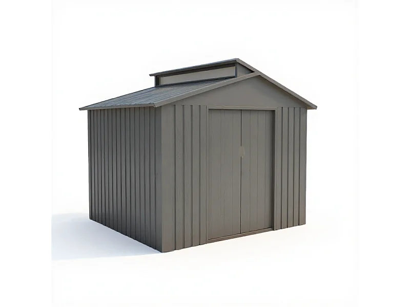 Casetta da giardino in metallo con lucernario - LEGNO VECCHIO - 5,4 m²