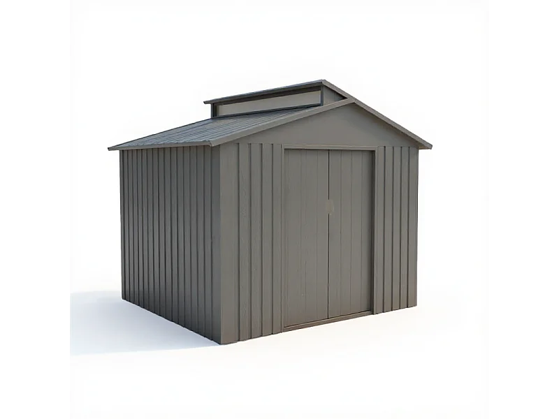 Casetta da giardino in metallo con lucernario - LEGNO VECCHIO - 5,4 m²
