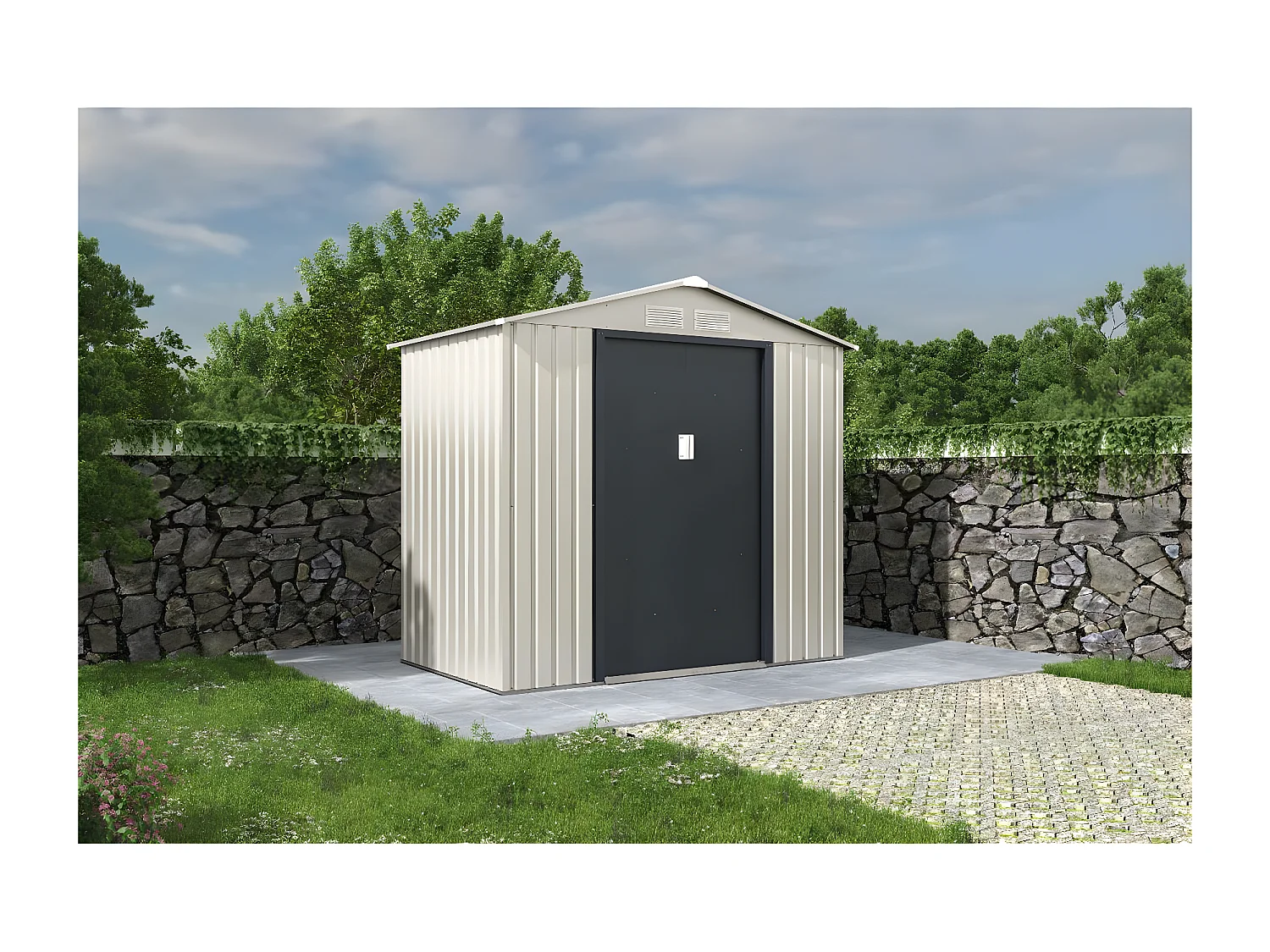 Gerätehaus aus Metall "Nebraska" - 2,71 m² - Beige/Anthrazitgrau