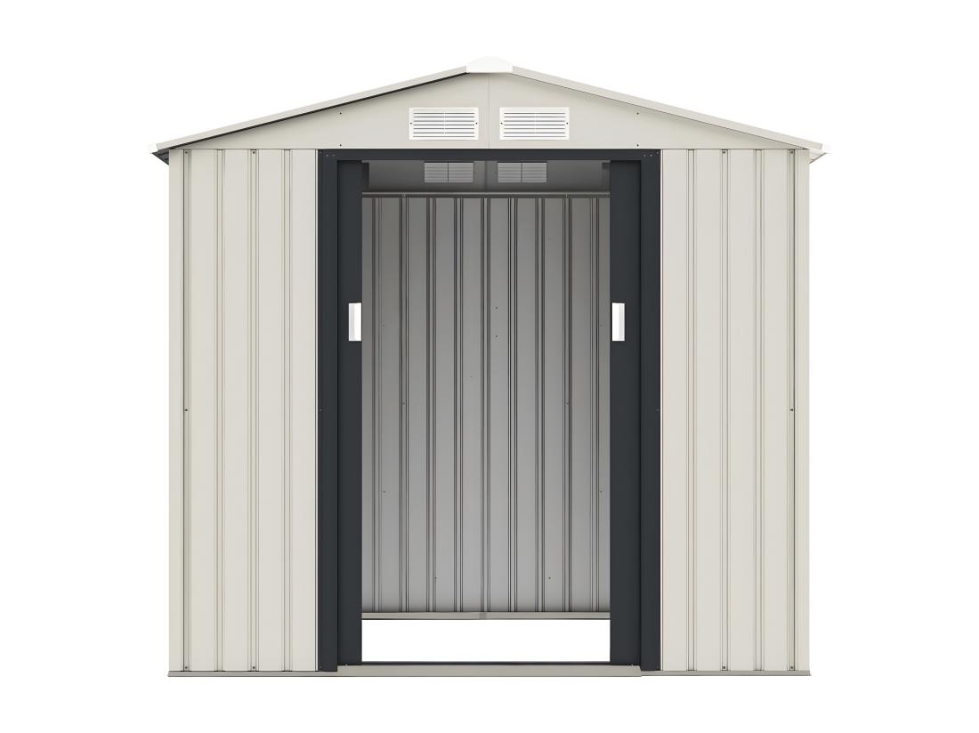 vente unique Abri de jardin métal "Nebraska" - 2.71 m² - Beige/gris anthracite