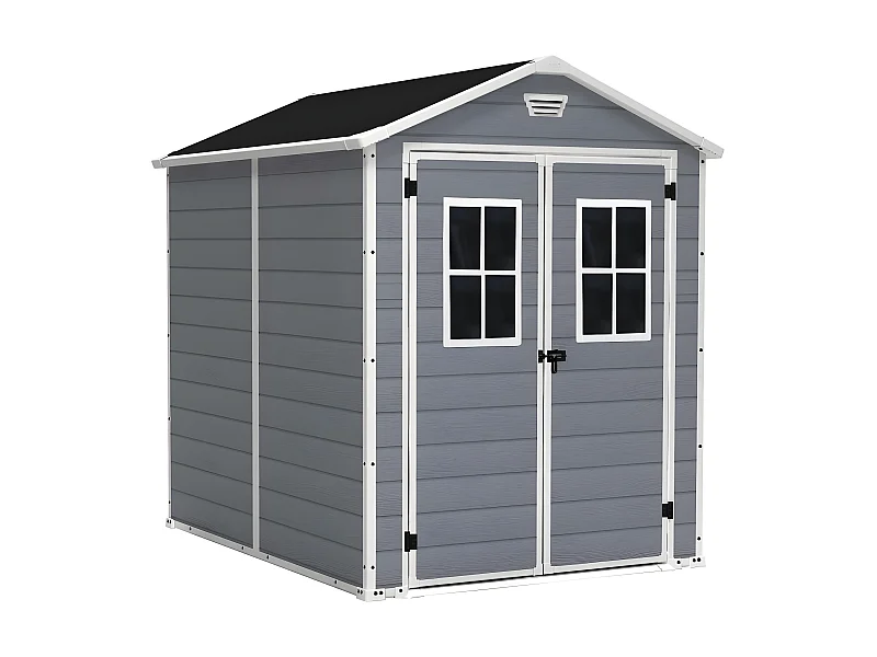 Casetta in resina grigia - MANOR PREMIUM® 86 - 4,4 m² + Porta-finestra doppia