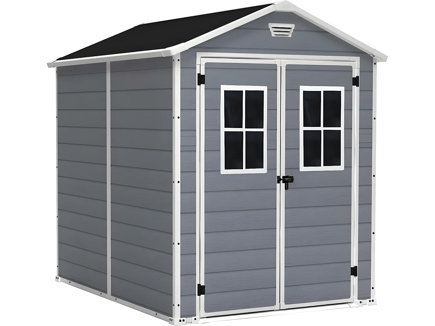 Abri jardin résine "Premium 86 DD" - 4,40m² - 186 x 237 x 227 cm- Gris/Blanc