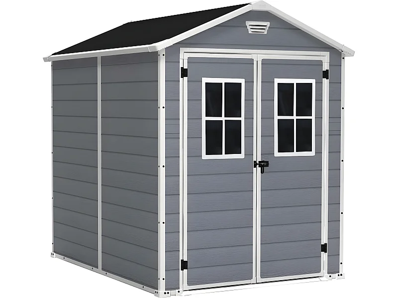 Abrigo de Jardim em Resina Premium 86 DD - 4,40m² - Cinza/Branco