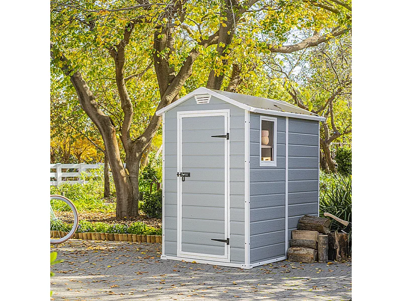 Abri de jardin résine "Premium 46SP" - 2,5 m² - 130 x 192 x 198 cm - Gris