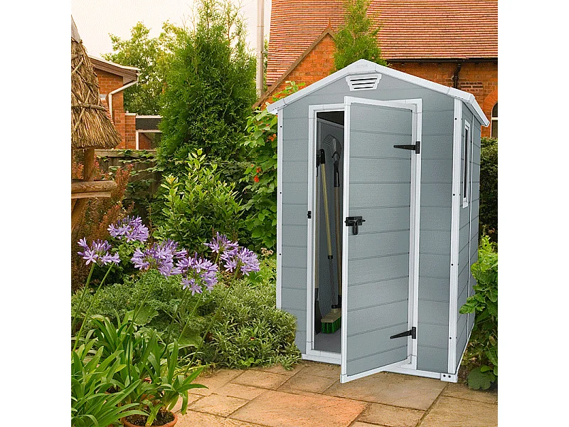 Abri de jardin résine "Premium 46SP" - 2,5 m² - 130 x 192 x 198 cm - Gris