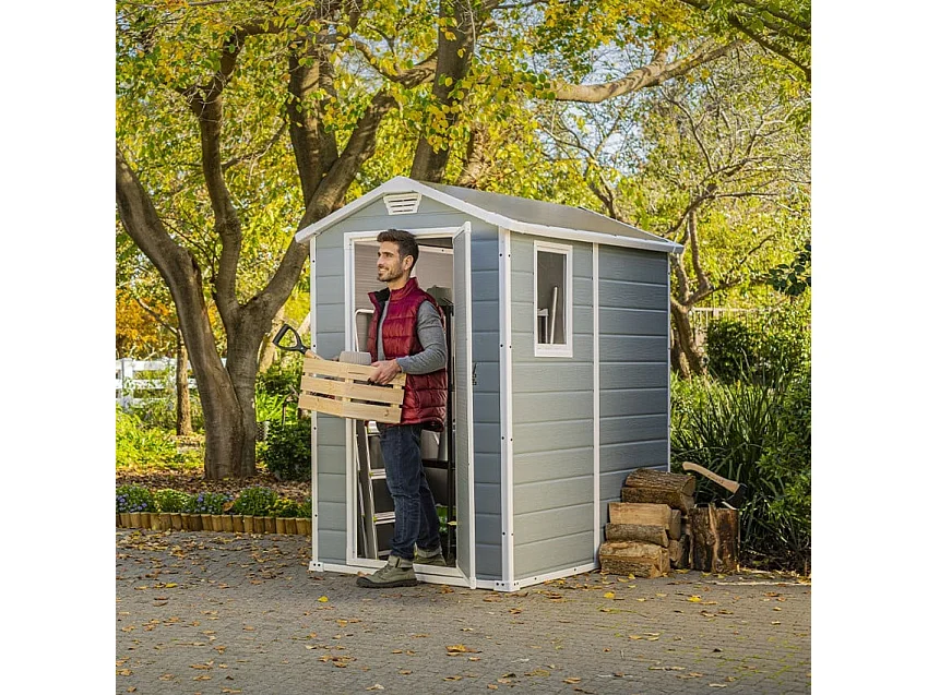 Abri de jardin résine "Premium 46SP" - 2,5 m² - 130 x 192 x 198 cm - Gris