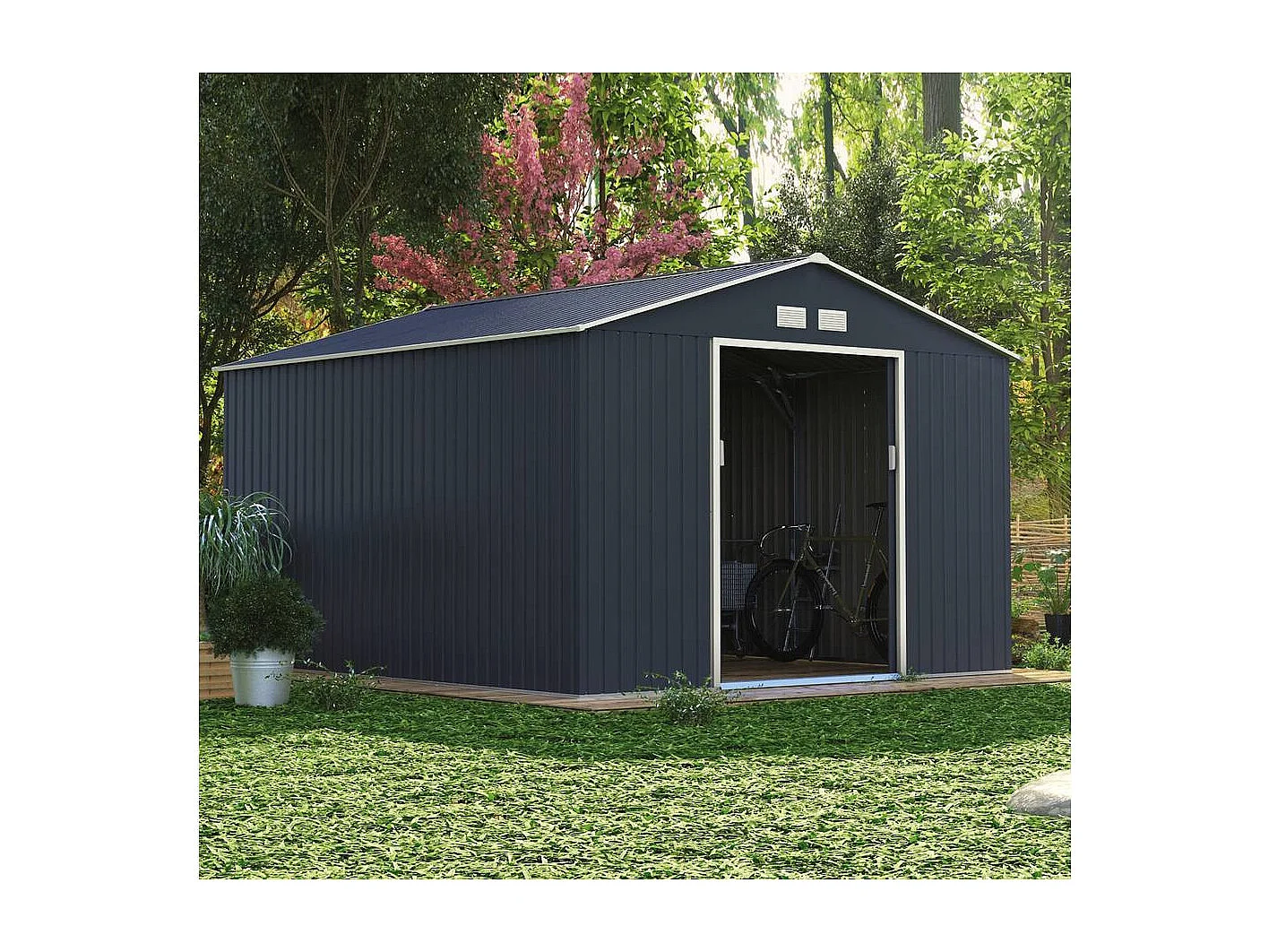 Abri de jardin métal "Vegas" - 12.98 m² - Gris