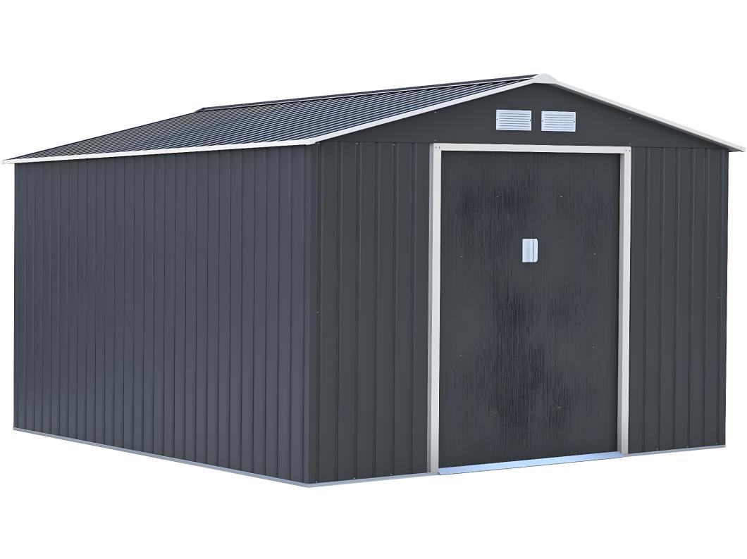 Metalen tuinhuis "Vegas" - 12,98 m² van verzinkt staal bestand tegen UV-straling en roest met dubbele schuifdeur