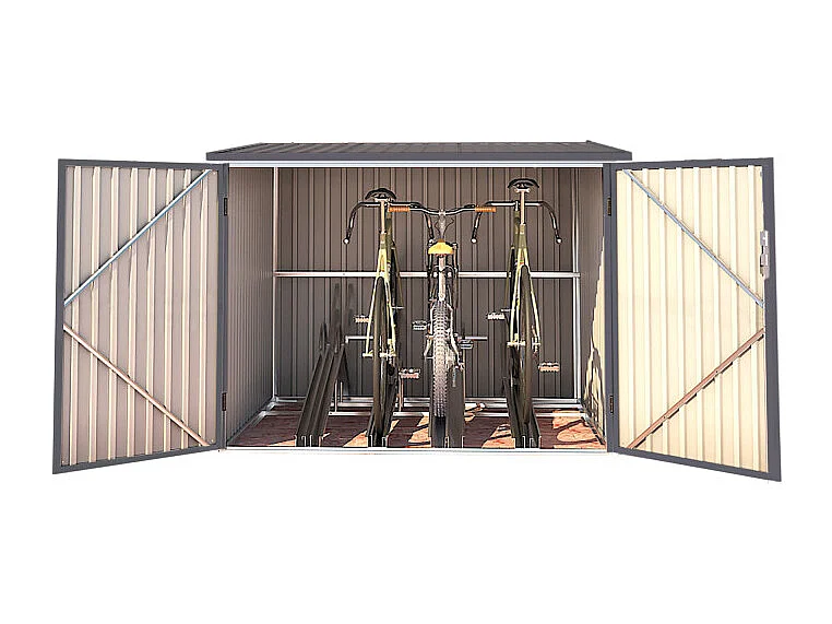 Ripostiglio da Giardino in Metallo per 4 Biciclette - Facile da Montare e Resistente alla Corrosione - Grigio