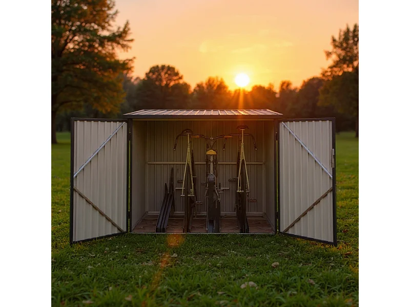 Ripostiglio da Giardino in Metallo per 4 Biciclette - Facile da Montare e Resistente alla Corrosione - Grigio