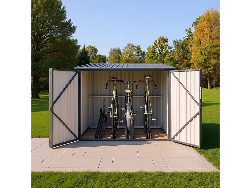 Ripostiglio da Giardino in Metallo per 4 Biciclette - Facile da Montare e Resistente alla Corrosione - Grigio