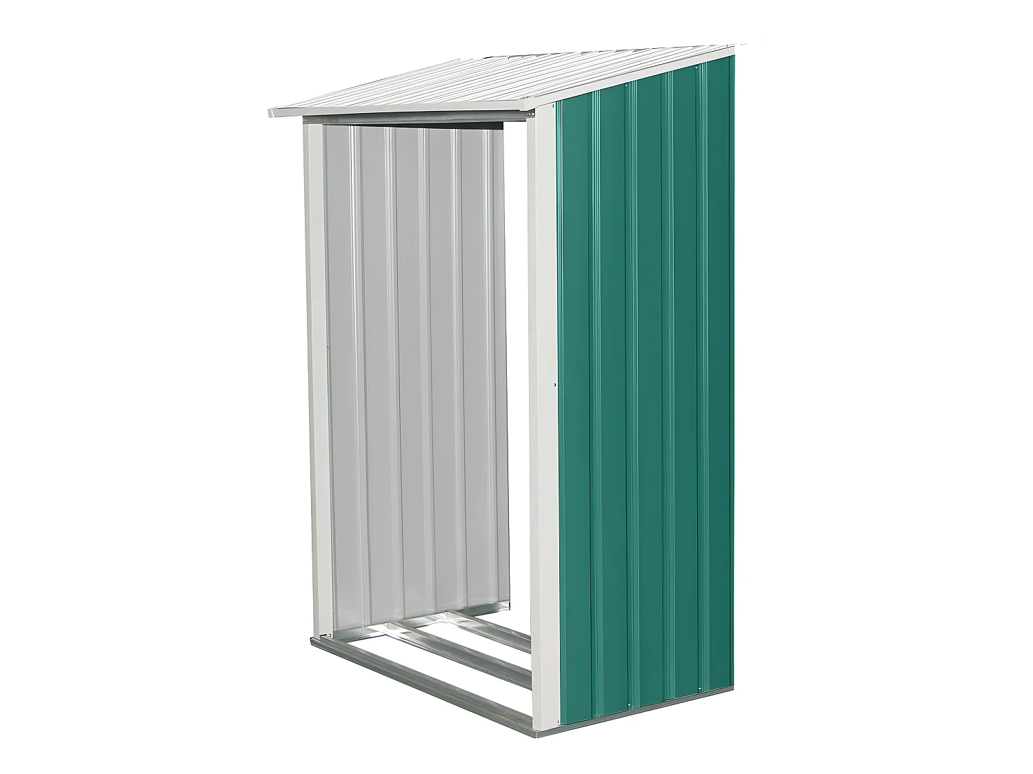 Abrigo de jardim em metal "Rosas" 2,71 m² com abrigo para lenha para armazenamento externo simples e organizado