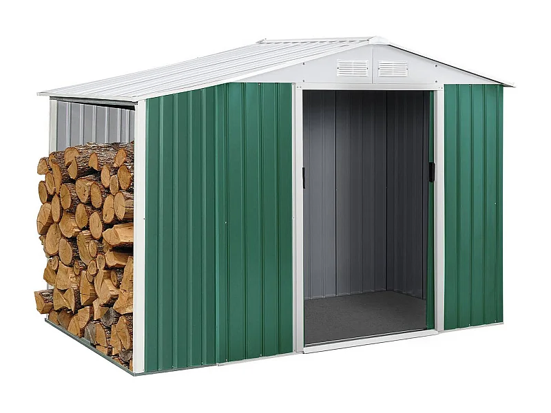 Caseta de metal Rosas 2,71 m²con leñero