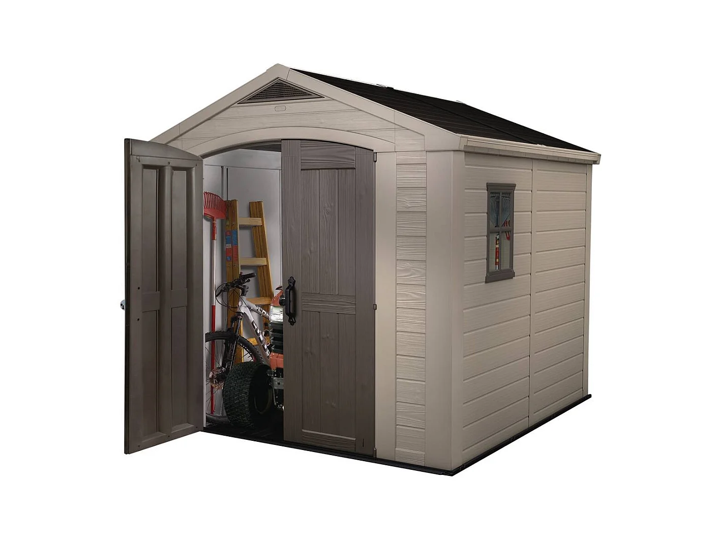 Abri jardin résine "Sydney 88" - 6.5 m² - 256.5 x 255 x 243 cm - Marron et beige