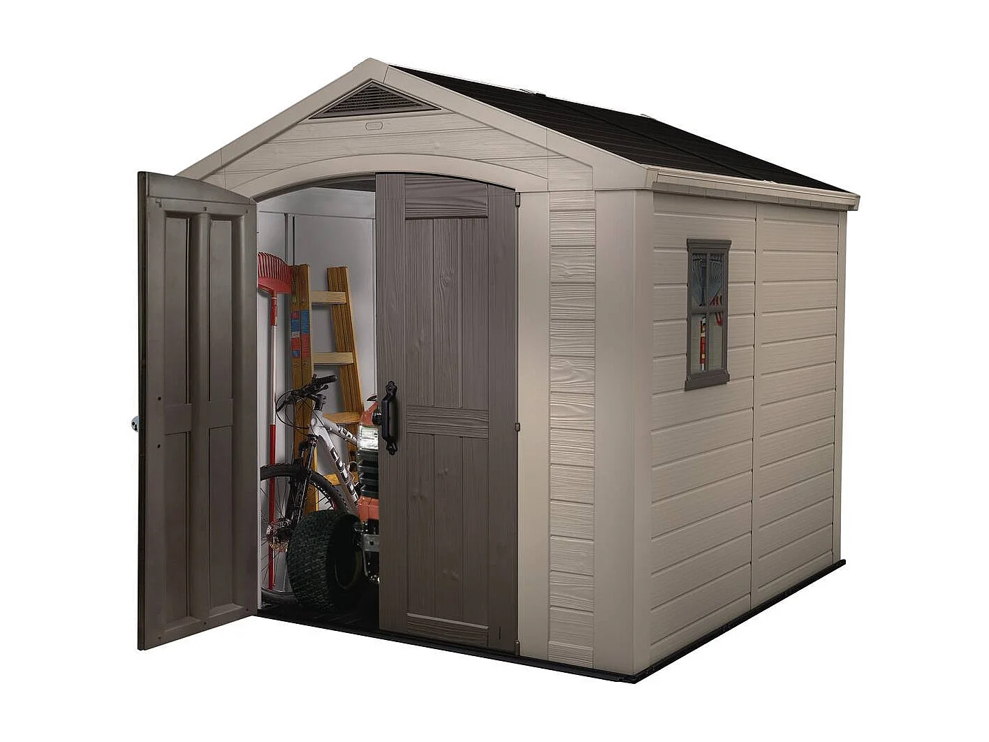 Abri jardin résine "Sydney 88" - 6.5 m² - 256.5 x 255 x 243 cm - Marron et beige