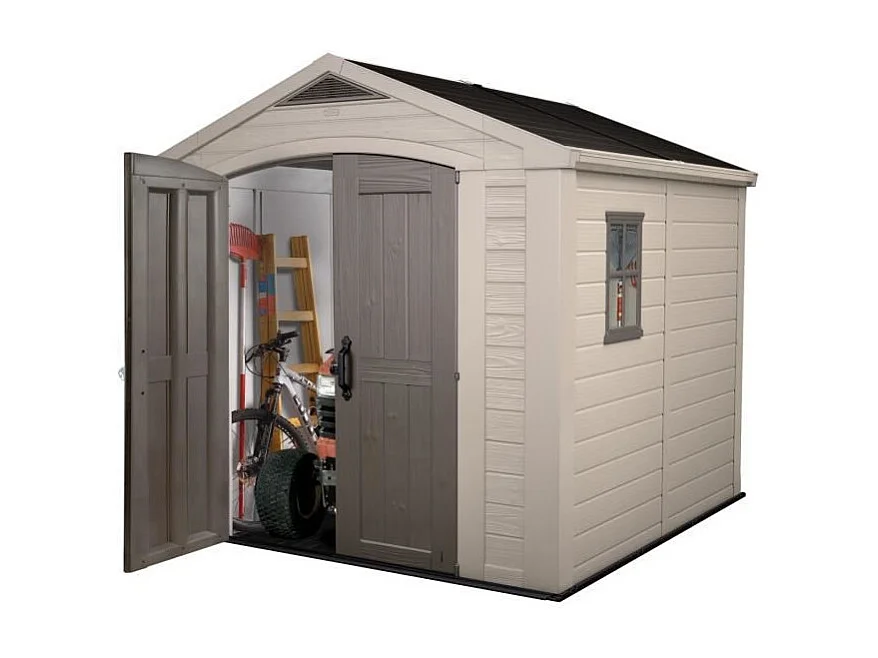 Abri jardin résine "Sydney 88" - 6.5 m² - 256.5 x 255 x 243 cm - Marron et beige