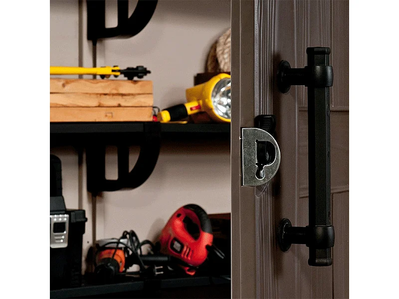 Abri jardin résine "Sydney 88" - 6.5 m² - 256.5 x 255 x 243 cm - Marron et beige