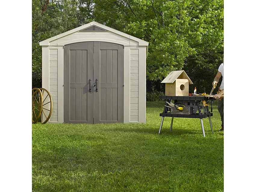 Abri jardin résine "Sydney 88" - 6.5 m² - 256.5 x 255 x 243 cm - Marron et beige