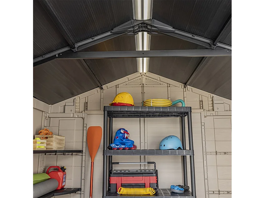 Abri jardin résine "Sydney 88" - 6.5 m² - 256.5 x 255 x 243 cm - Marron et beige