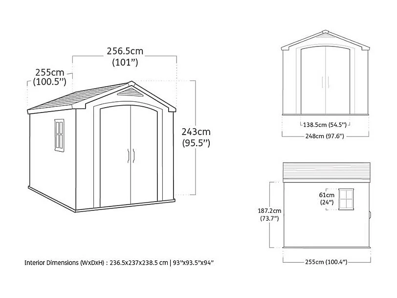 Abri jardin résine "Sydney 88" - 6.5 m² - 256.5 x 255 x 243 cm - Marron et beige