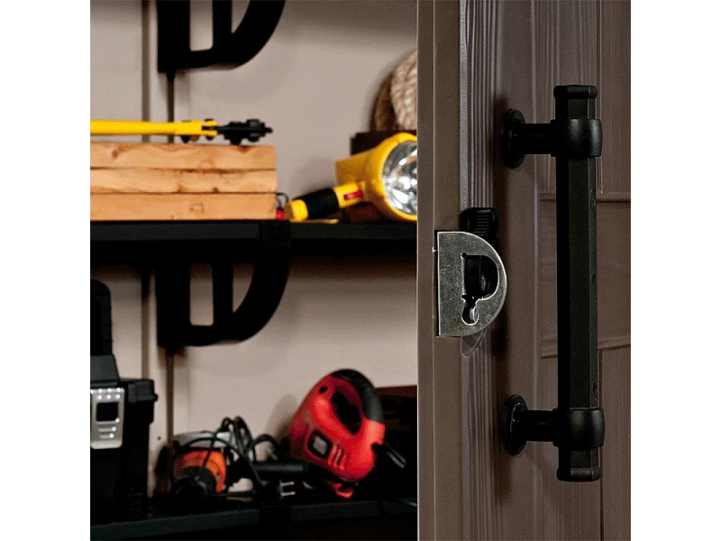 Abri jardin résine "Sydney 88" - 6.5 m² - 256.5 x 255 x 243 cm - Marron et beige