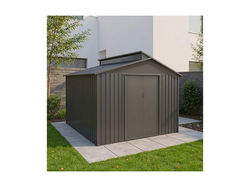 Casetta da giardino in metallo - LEGNO VECCHIO - 7,3 m²