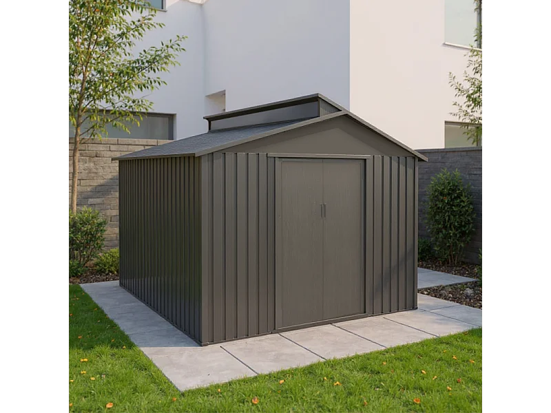 Casetta da giardino in metallo - LEGNO VECCHIO - 7,3 m²