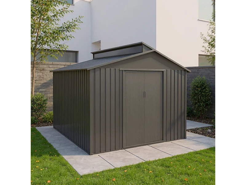 Casetta da giardino in metallo - LEGNO VECCHIO - 7,3 m²