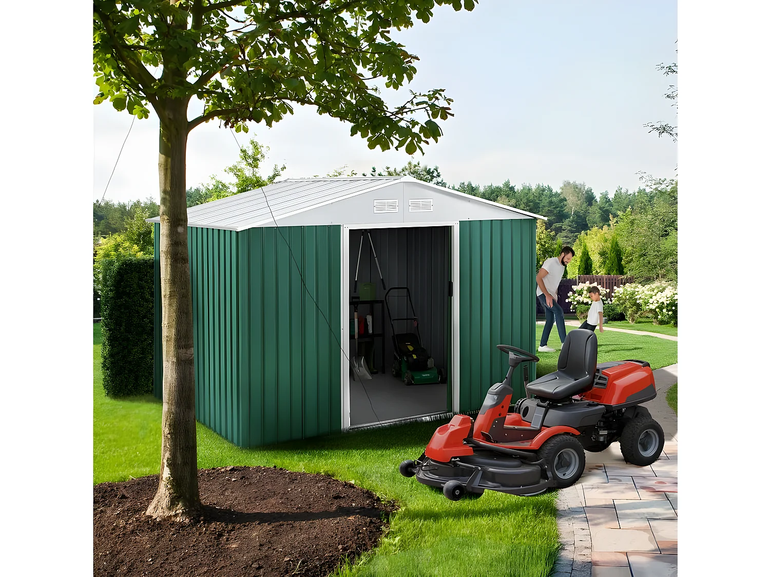 Tuinhuisje metaal "Rosas" - 4,07 m² - Groen