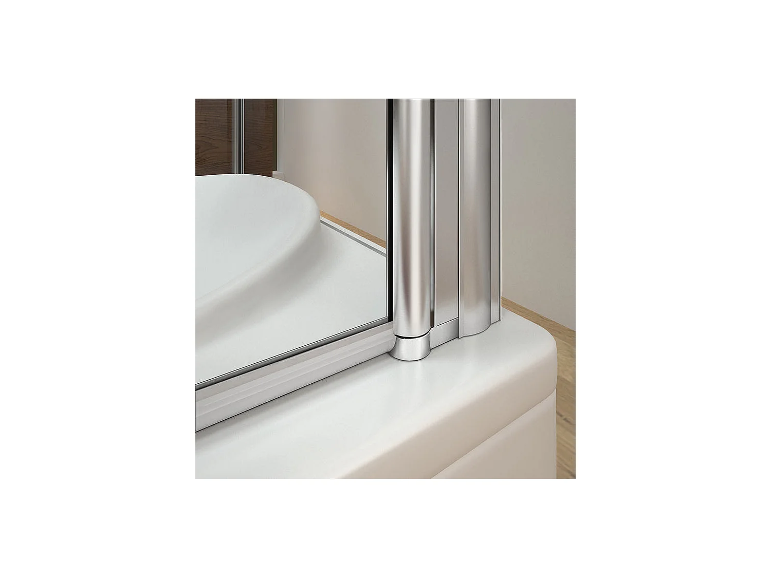 Pare-baignoire pivotant et pliant 90x140cm avec paroi fixe 70x140cm, paroi de baignoire en 6mm verre de sécurité