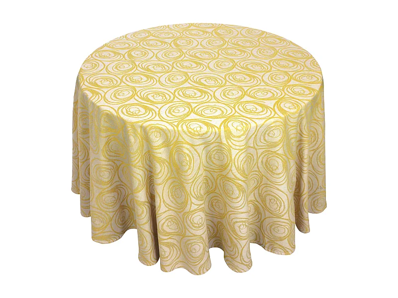 Nappe ronde 180 cm Jacquard coton SPIRALE jaune citron