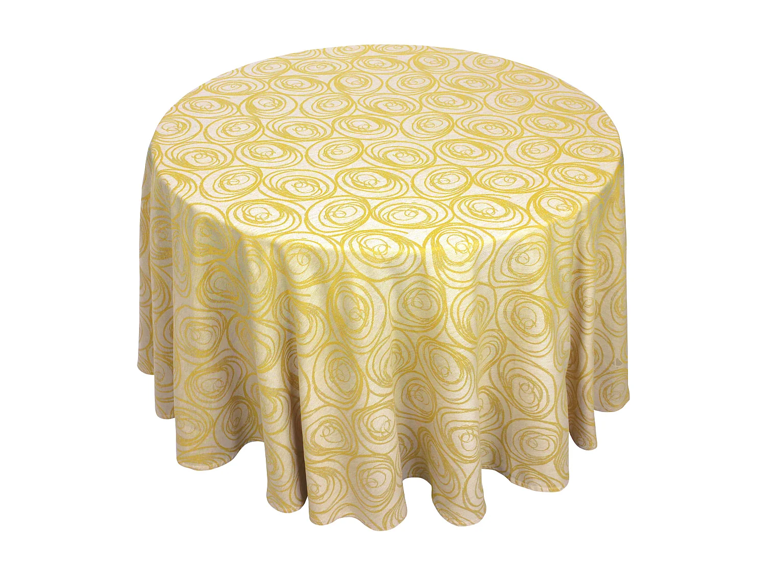 Nappe ronde 180 cm Jacquard coton SPIRALE jaune citron