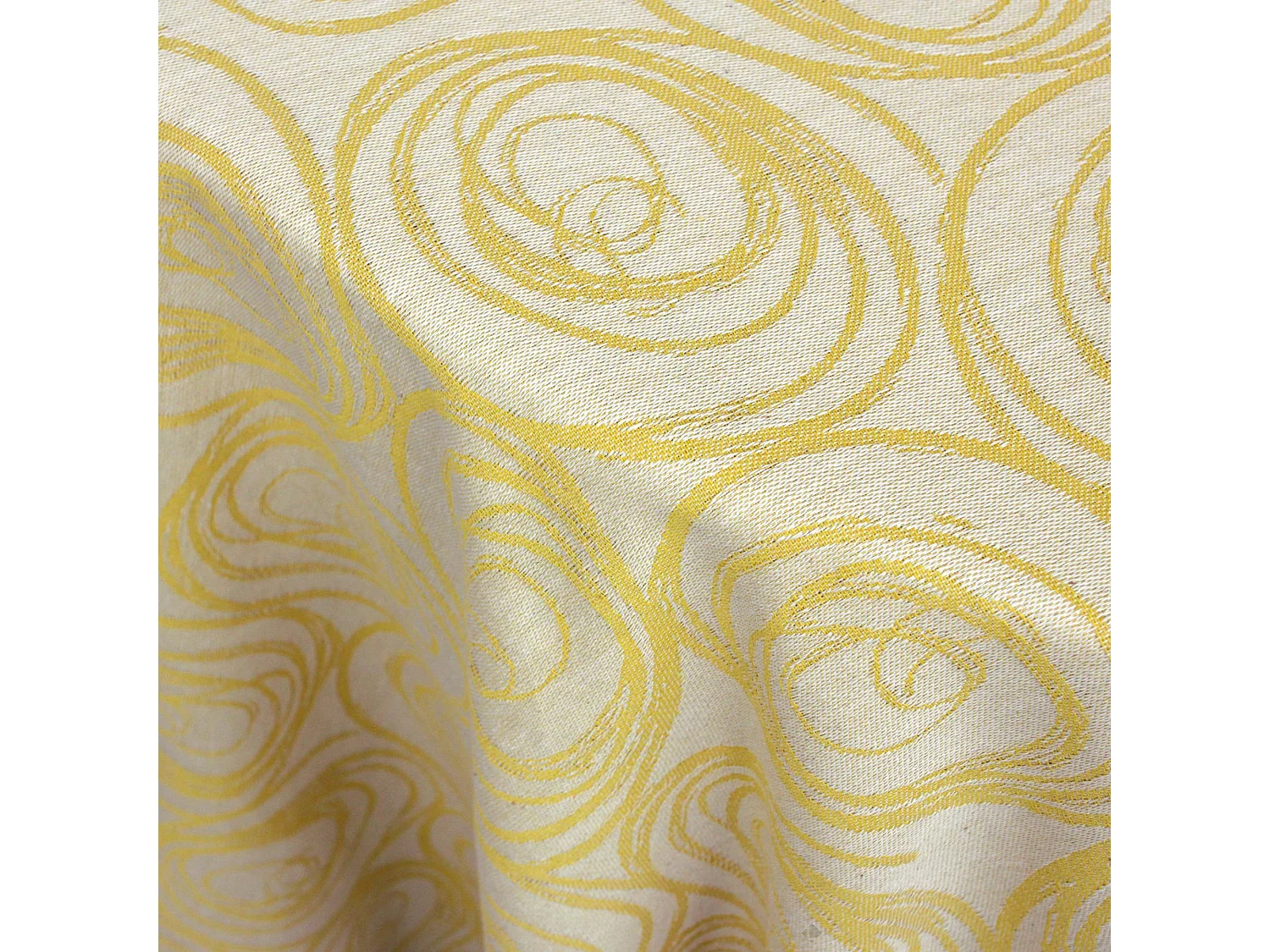 Nappe ronde 180 cm Jacquard coton SPIRALE jaune citron