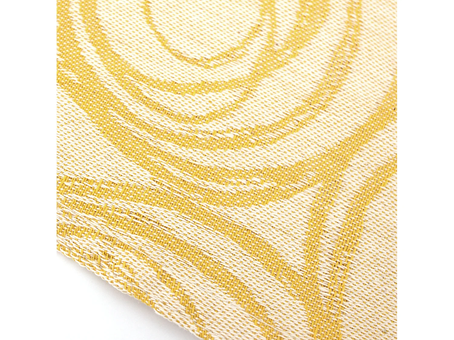 Nappe ronde 180 cm Jacquard coton SPIRALE jaune citron