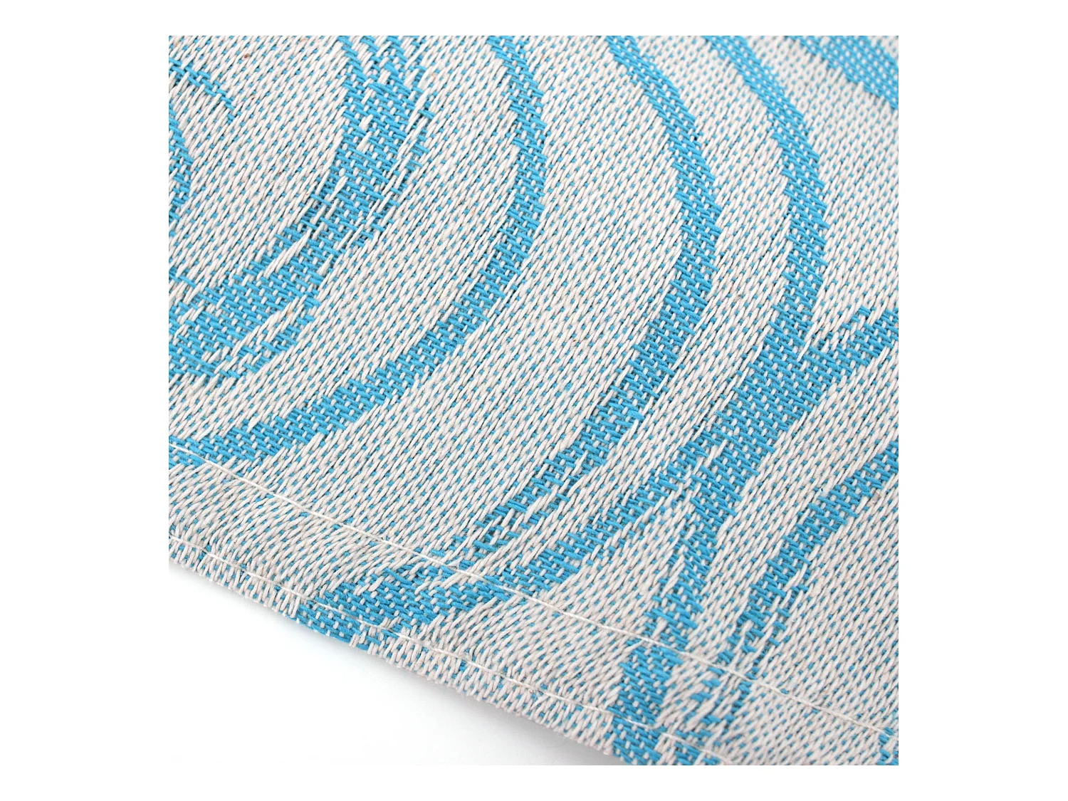 Nappe ronde 180 cm Jacquard coton SPIRALE bleu turquoise