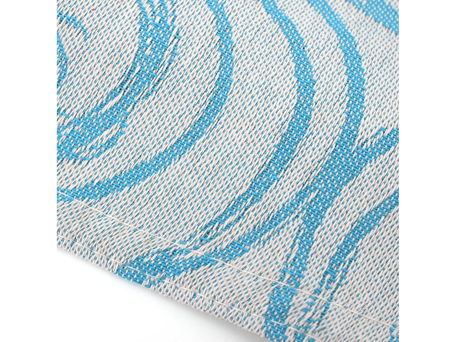 Nappe ronde 180 cm Jacquard coton SPIRALE bleu turquoise
